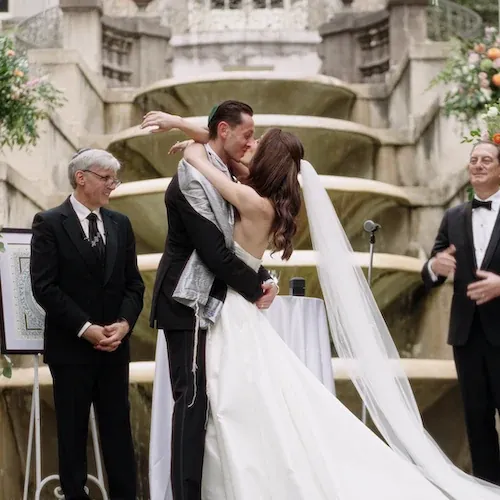 Ariel and Jared celebrating their wedding at Atlanta History Center